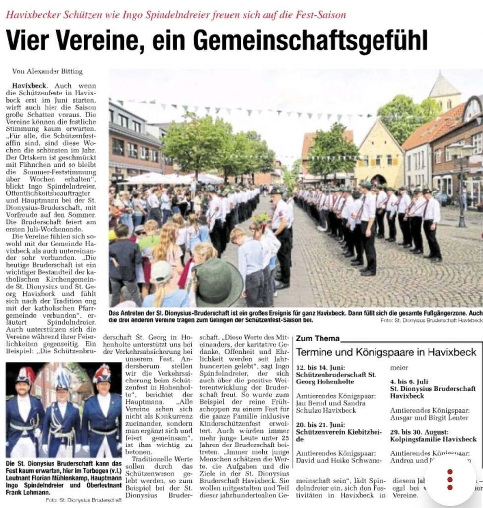 Vorfreude auf das Schützenfest 2026
Bericht WN:05/26